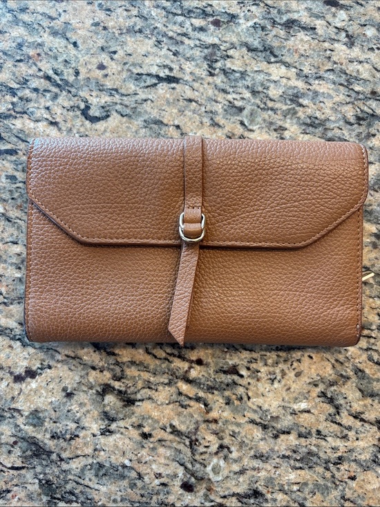 Lancaster Handbags - Pebbled Tan Leather Buckle-Accent Wallet